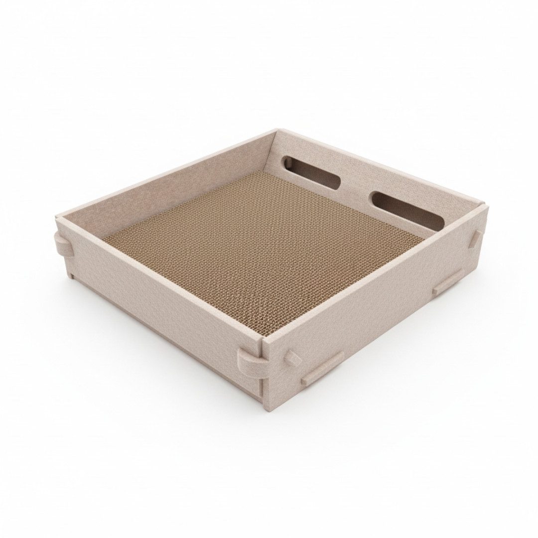Lyveo Kratzbrett Katzenbett Katzenhaus 43x33x8cm mit austauschbarer Kratzpappe Katzen, Kratzliege aus Stoff mit Kratzpappe und Spielball
