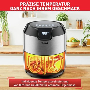 Tefal Heißluftfritteuse 4,2 L für 6 Portionen, 8 automatische Programme, 1500,00 W, 70% weniger Kapazität und Touch-Bedienung mit Innovative Technologie