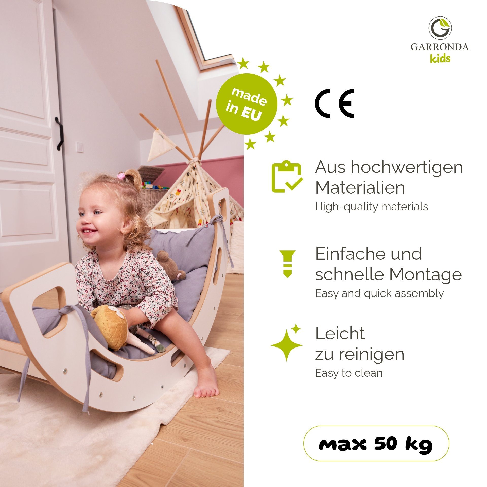 Garronda Klettergerüst Kletterbogen mit Kissen Montessori Spielzeug ab 1 Jahr GD-0059, (Set, 1-St)