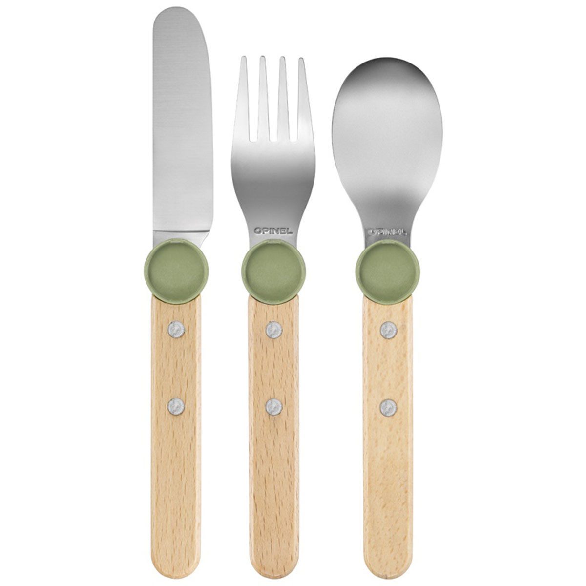 Opinel Taschenmesser LE PETIT GOURMET Kinderbesteck-Set - Olivgrün
