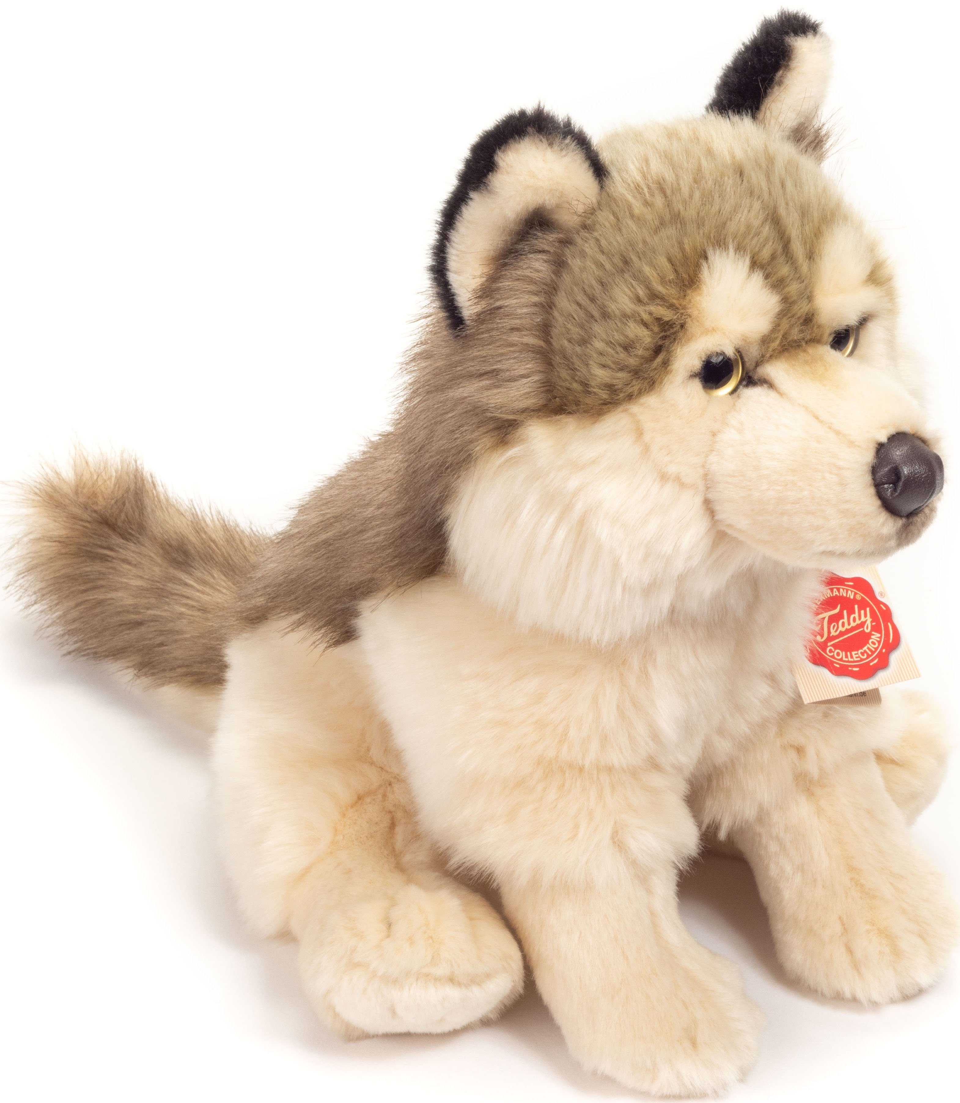Teddy Hermann® Kuscheltier Wolf sitzend, 29 cm, zum Teil aus recyceltem Material