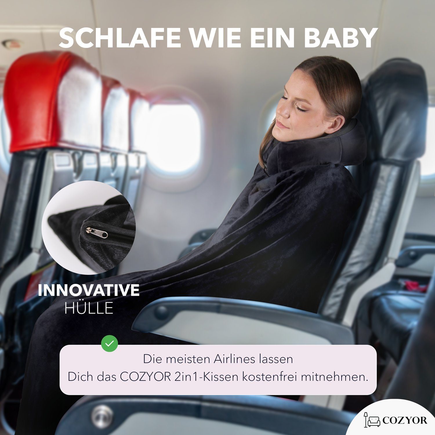 Cozyor Reisekissen und Reisedecke 2 in 1, Reiseset kuschelig weich + Rucksa günstig online kaufen