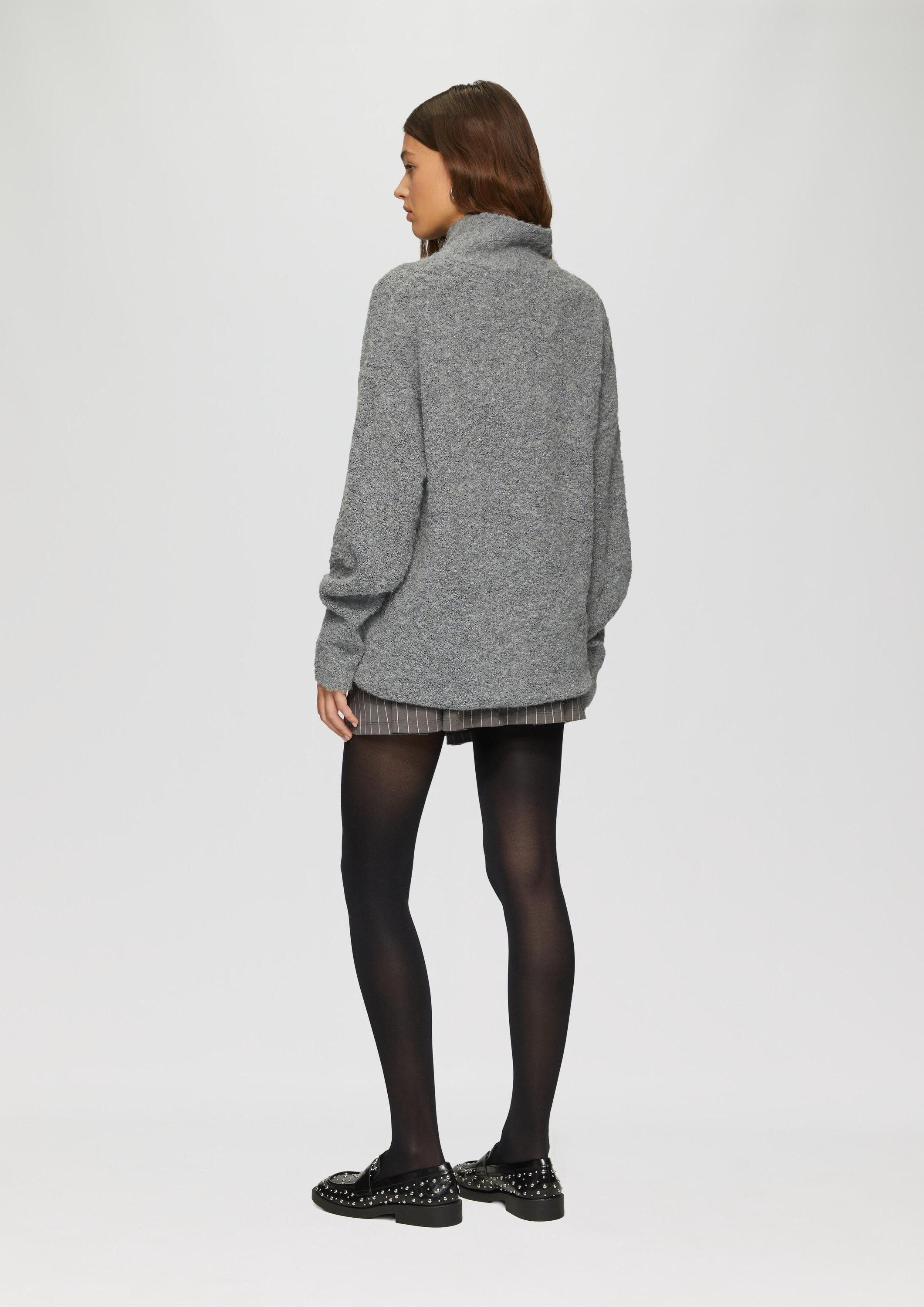 QS Longpullover Strickpullover Longpullover aus Bouclé - Strick