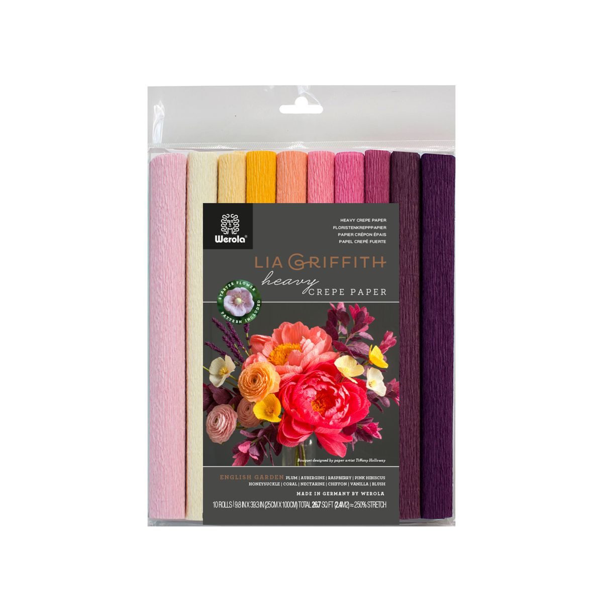 Staufen Bastelkartonpapier Floristenkrepp English Garden 25cmx1m 10 Rollen