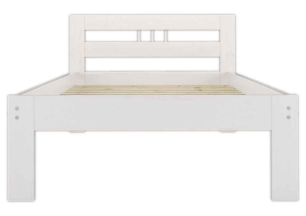 ERST-HOLZ Bett Futonbett Bettrahmen Einzelbett Kiefer Massivholzbett weiß 100x200, Kieferwaschweiß