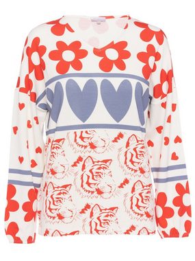 MONACO blue Sweatshirt Sweatshirt Lion Heart mit einzigartigem Motiv-Mix aus sommerlichen Prints