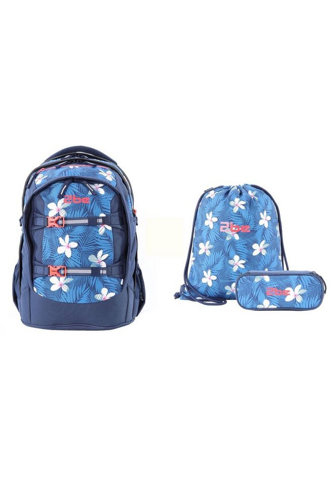 2be Schulrucksack Blue, mit Turnbeutel und Federmäppchen, Mit Stringbag und  Federmäppchen im Lieferumfang enthalten