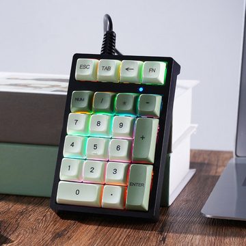 Rutaqian Nummernblock mit Kabel,21 Tasten Tragbare Finanzbuchhaltungstastatur USB-Tastatur (Externe Kleine Tastatur Finanzbuchhaltung Kassierertastatur)
