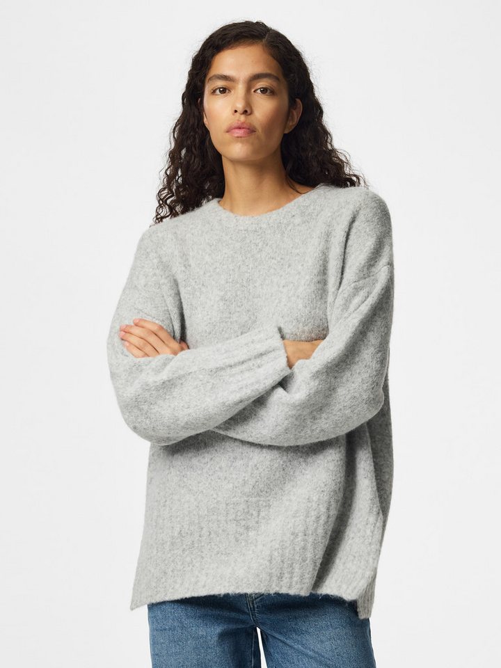pieces Strickpullover PCTINA LS O-NECK KNIT NOOS Materialmix