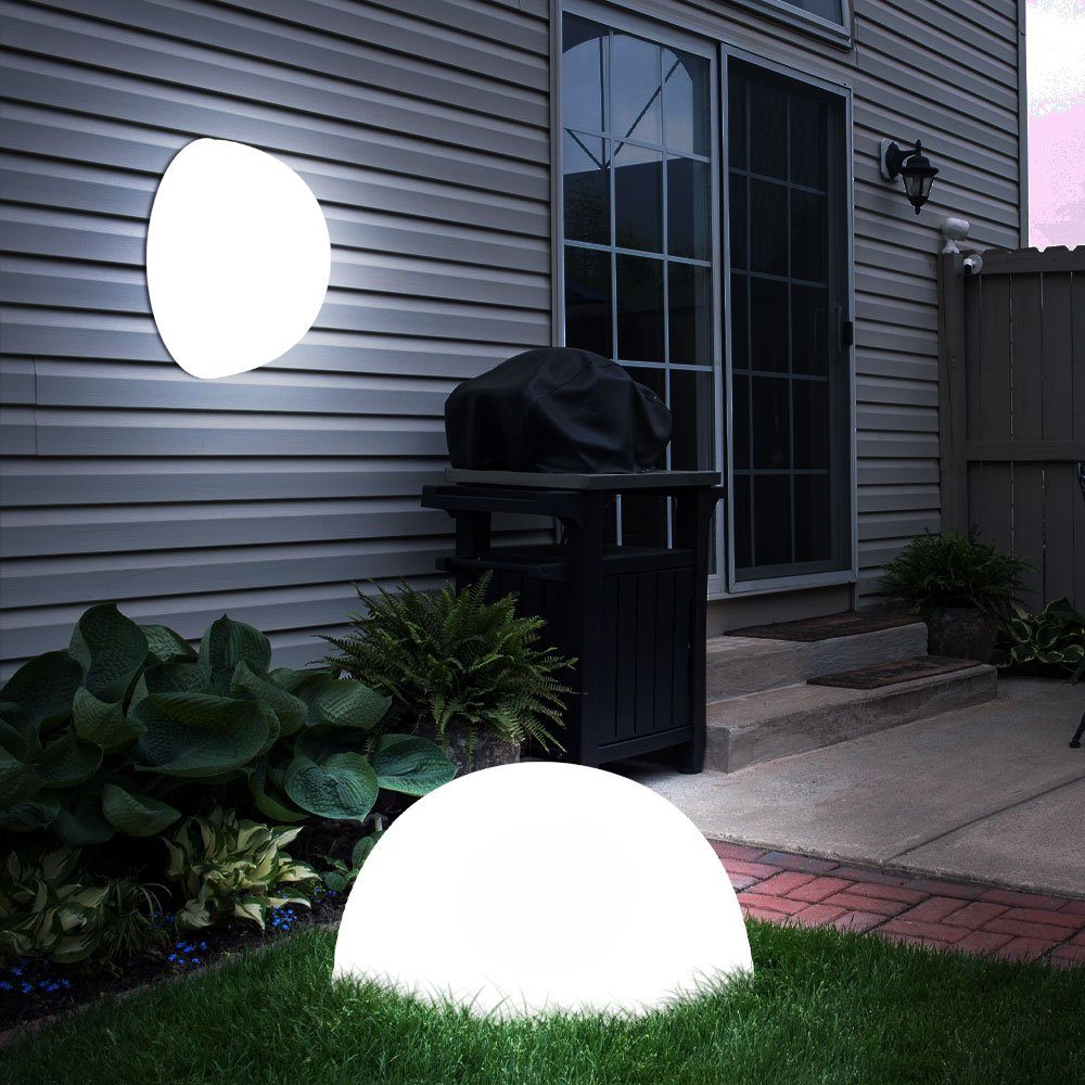 etc-shop LED Garten Rasen 3er Außen Lampen LED-Leuchtmittel Kugelform fest LED Set Solar verbaut, Stand Leuchten Solarleuchte