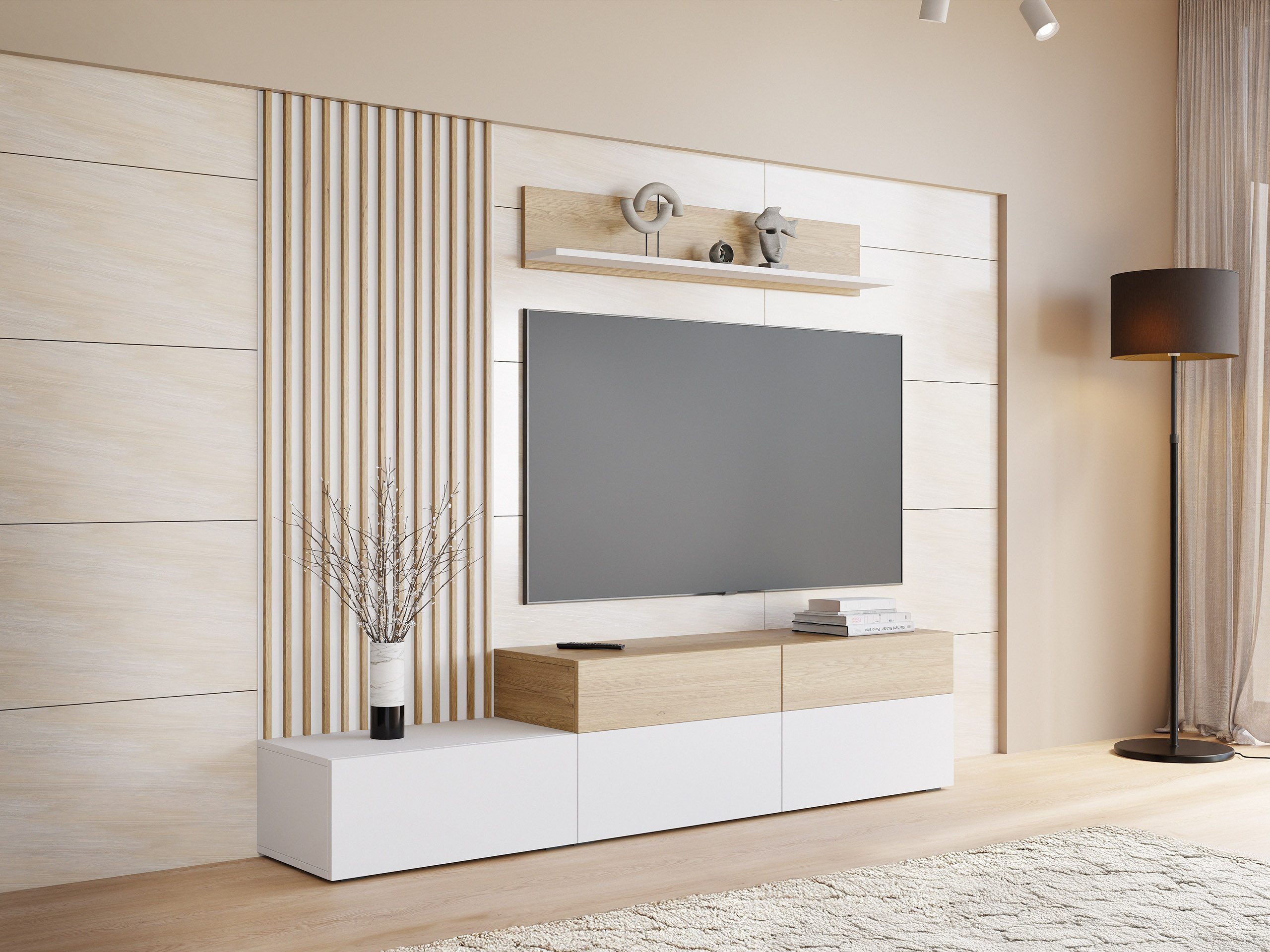 MIRJAN24 Wohnwand Narezi I, (TV-Lowboard, Wandboard, Wandpaneel), Schublade günstig online kaufen