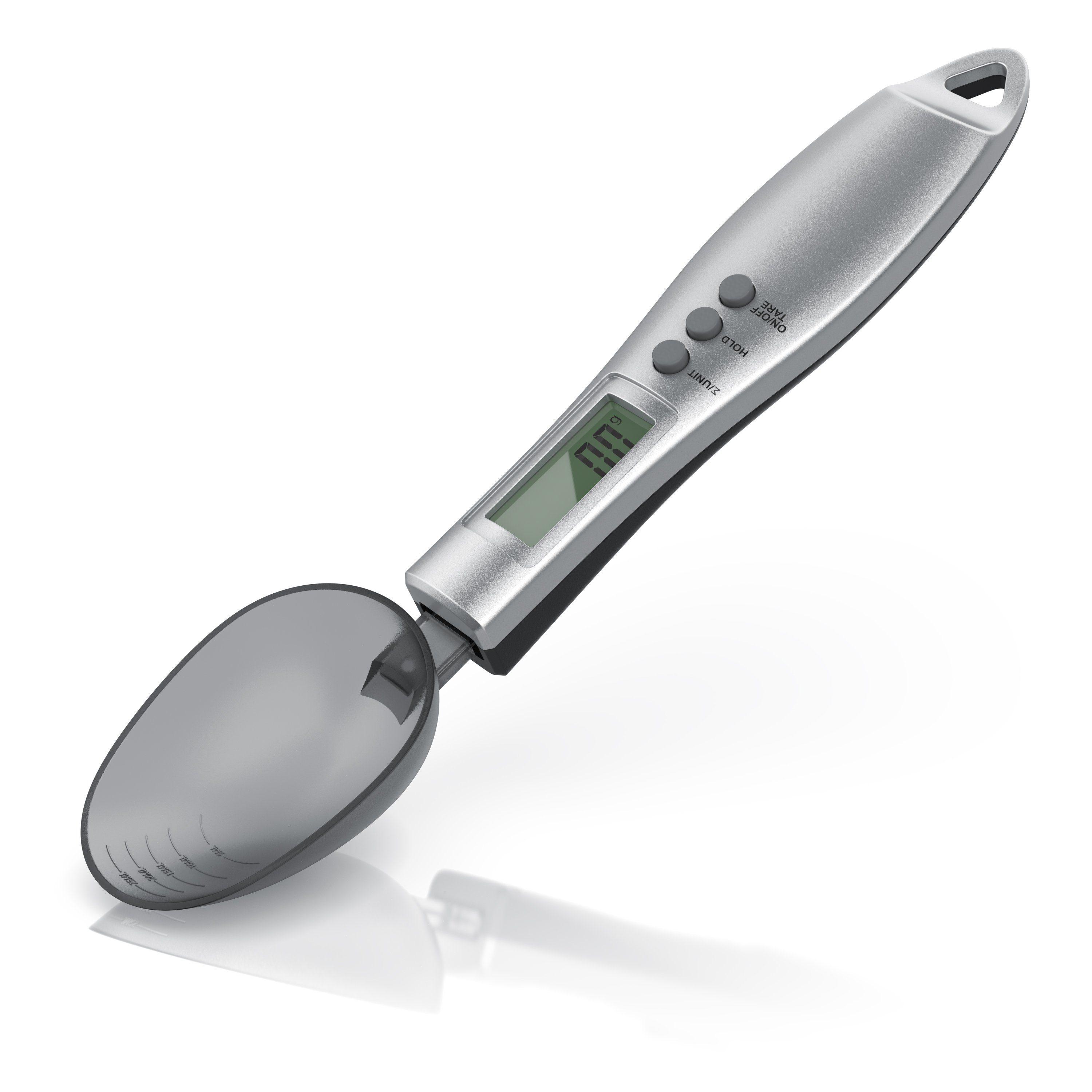 Arendo Löffelwaage digital 0,1g, Küchenwaage, Feinwaage, LCD-Anzeige, 2 abnehmbare Löffel, (1-tlg), Summierfunktion, für Gewürze, Proteinpulver, Milchpulver, Backen uvm.