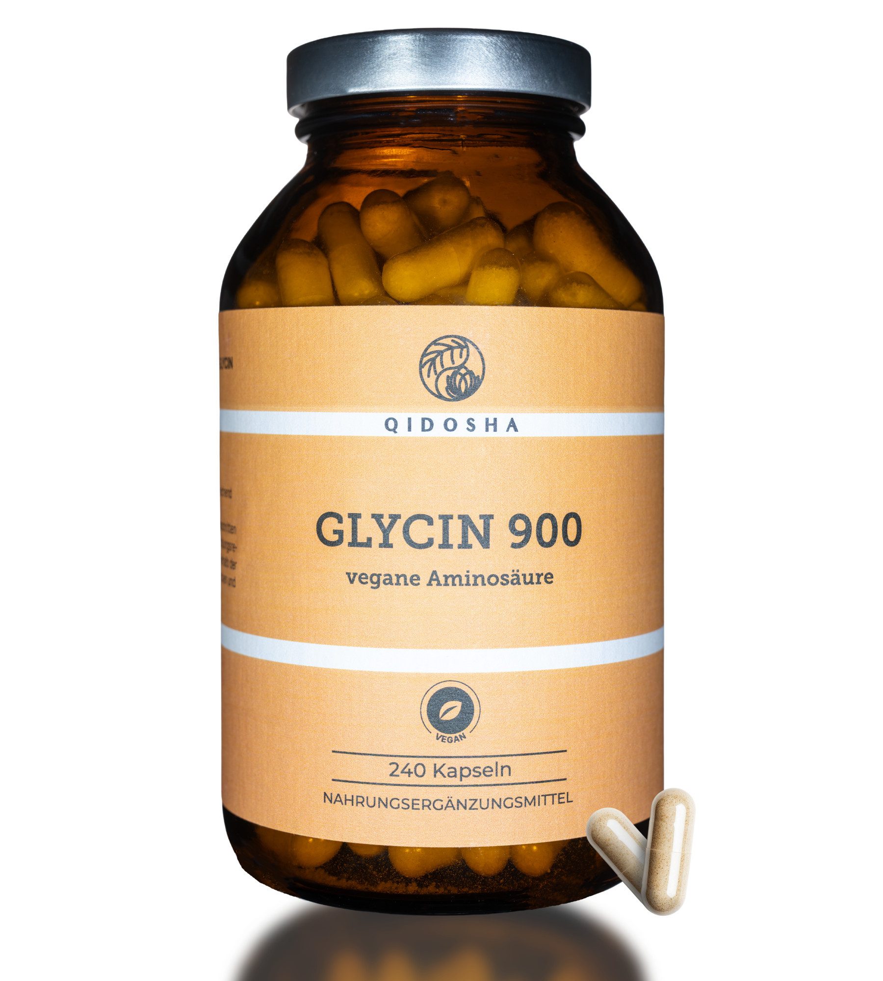 QIDOSHA Glycin 900 Hartkapsel, 1 er 240 St., 244,8 g, Vegane Aminosäure mit 98,5 % Reinheit