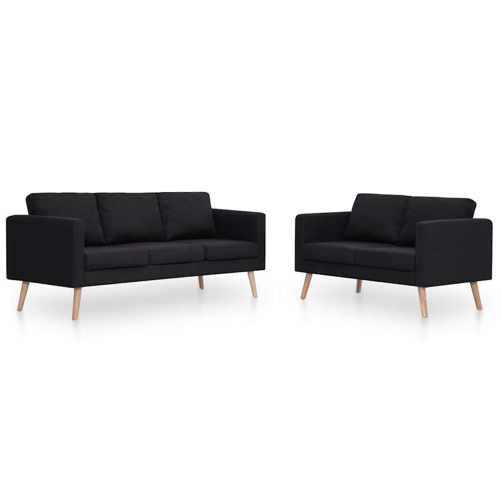 vidaXL Sofa 2-tlg. Sofagarnitur Stoff Schwarz