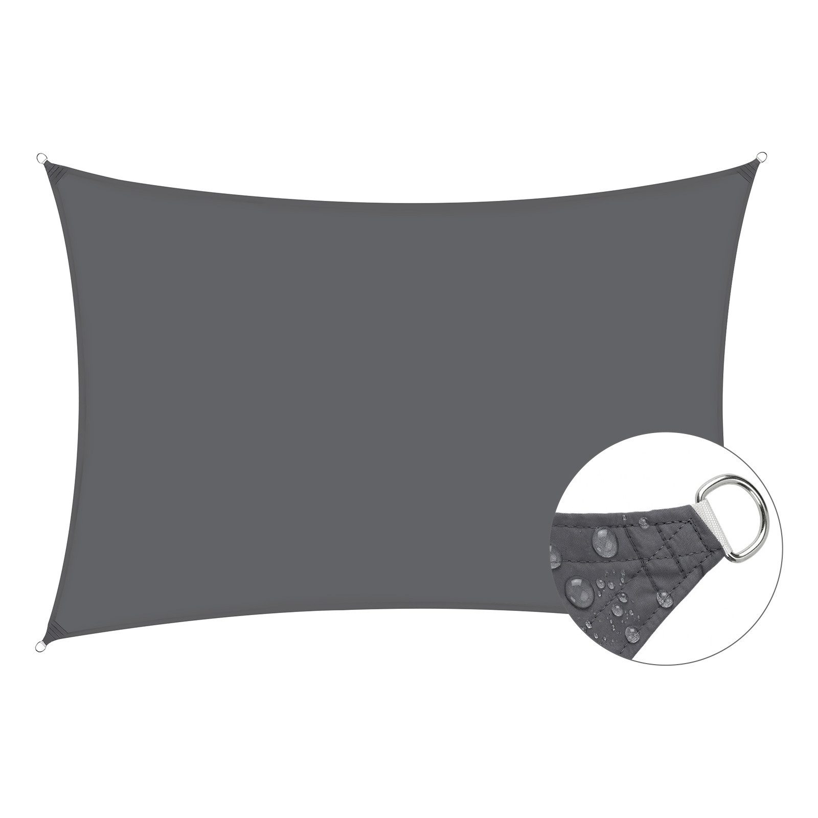 SUNULA Sonnensegel Balkon 160g/m² Polyester UV Schutz Sonnenschutz Terrasse Garten, Rechteckig, Anthrazit 2 x 3 m
