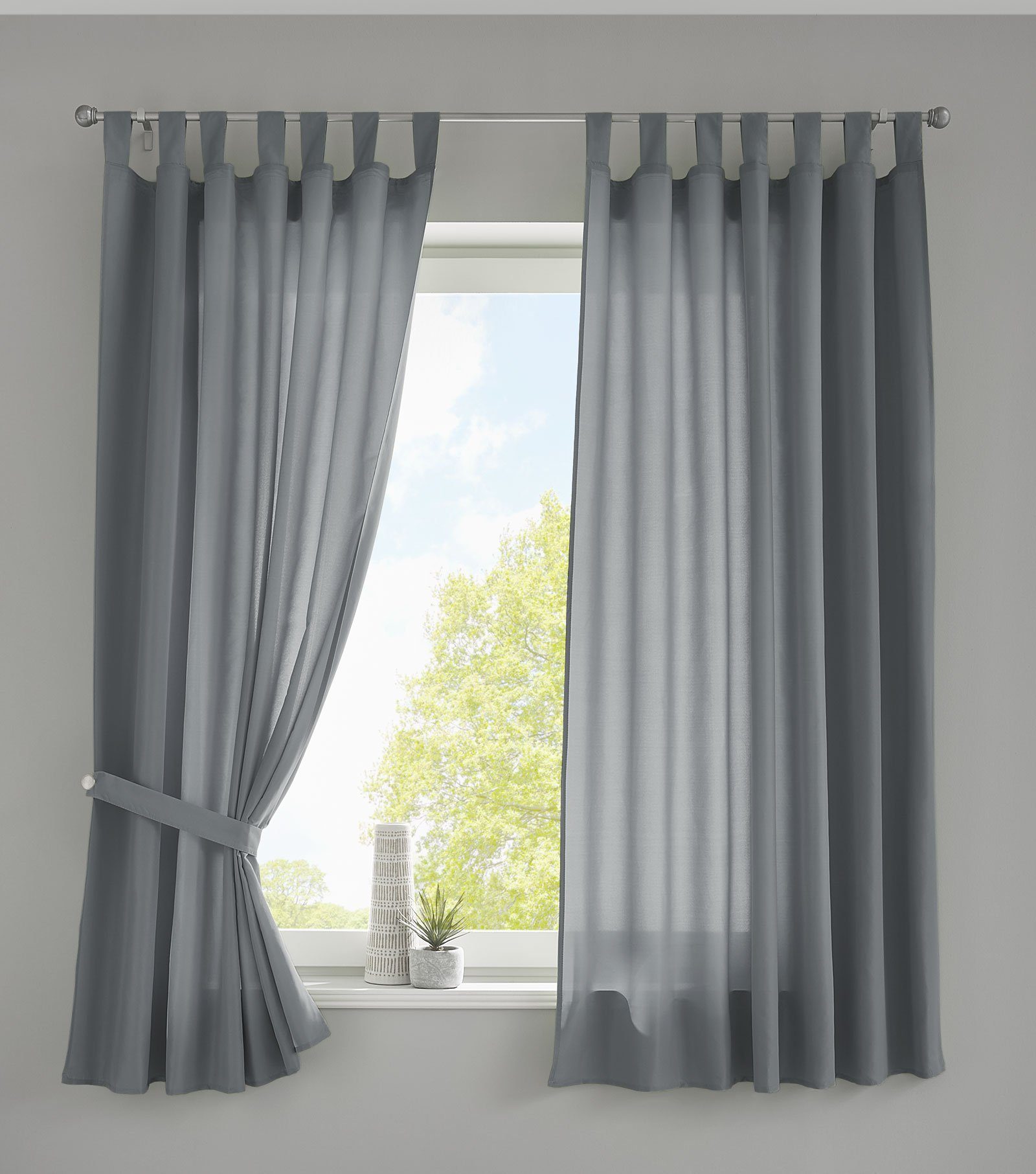 Gardinenbox Vorhang (2 St), Schlaufe, blickdicht, Microfaser, Schal Microsatin »Berlin« Blickdicht Kräuselband Raffhalter 20400N2