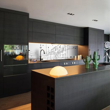wandmotiv24 Küchenrückwand Abstrakte Verbindungen, (1-tlg), Premium Hartschaum Nischenrückwand in versch. Größen