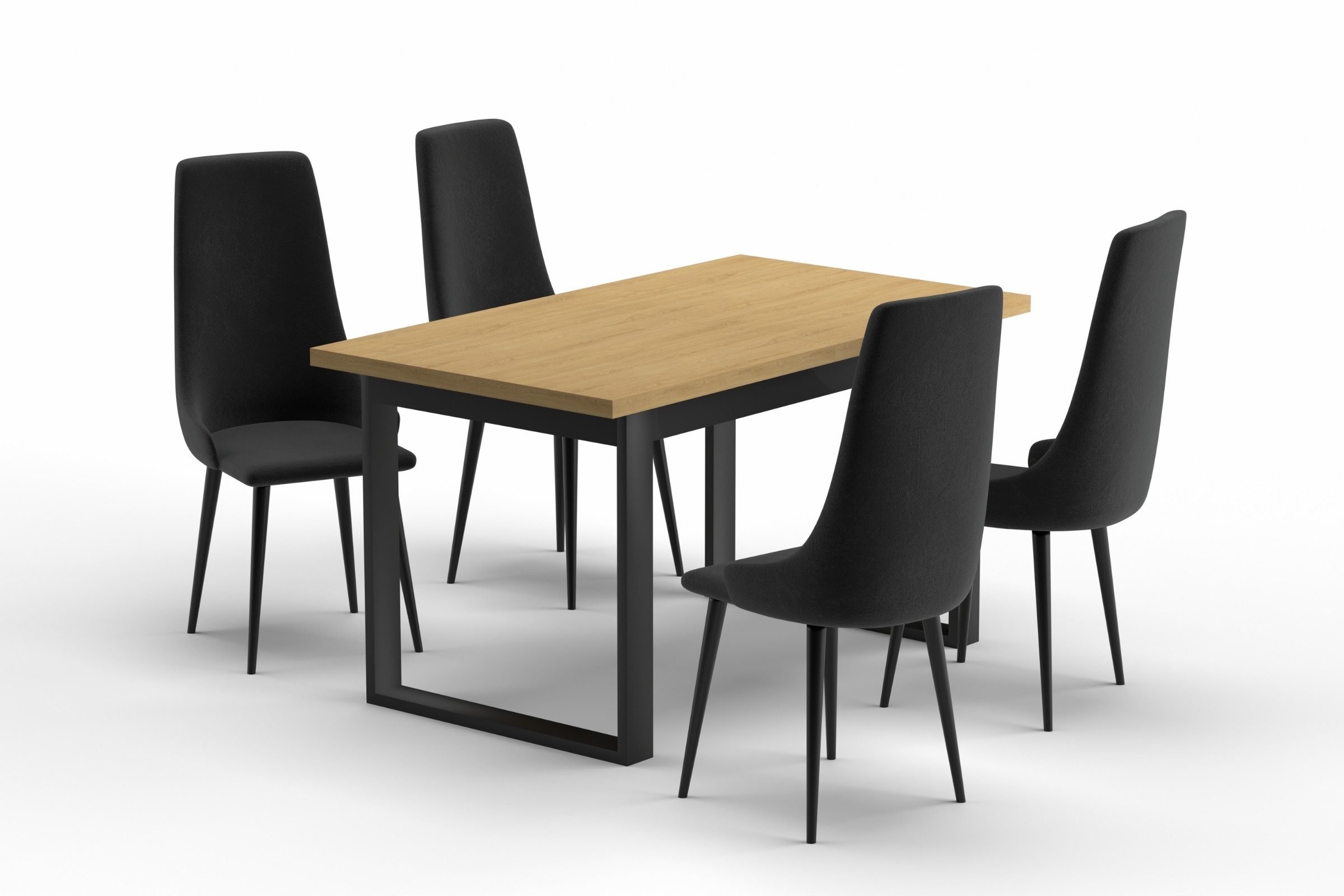 Deine Möbel 24 Essgruppe HARMONY Esstisch mit 4 Stühlen / mit 6 Stühlen, (Esszimmer-Set im Loft-Design perfekt für modernes Wohnen, 5-tlg., 140/80 cm 170/90 cm mit 4 oder 6 Stühlen), Ausziehbarer Tisch & bequeme Stühle mit Veloursbezug