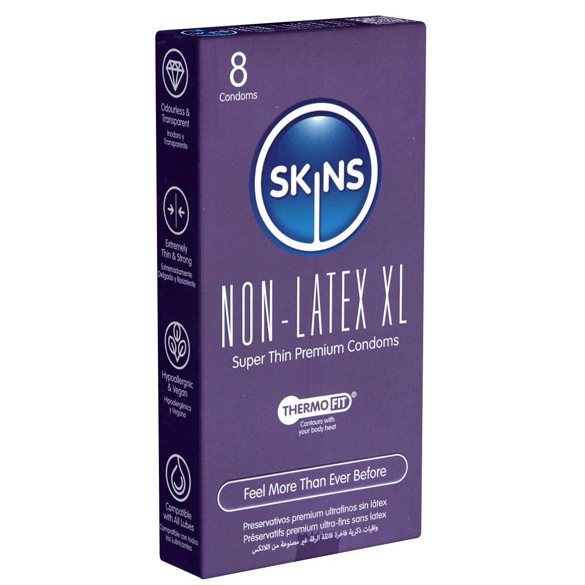 Skins XXL-Kondome Non-Latex XL Packung, 8 St., extra große Kondome, hypoallergenes und latexfreies Material
