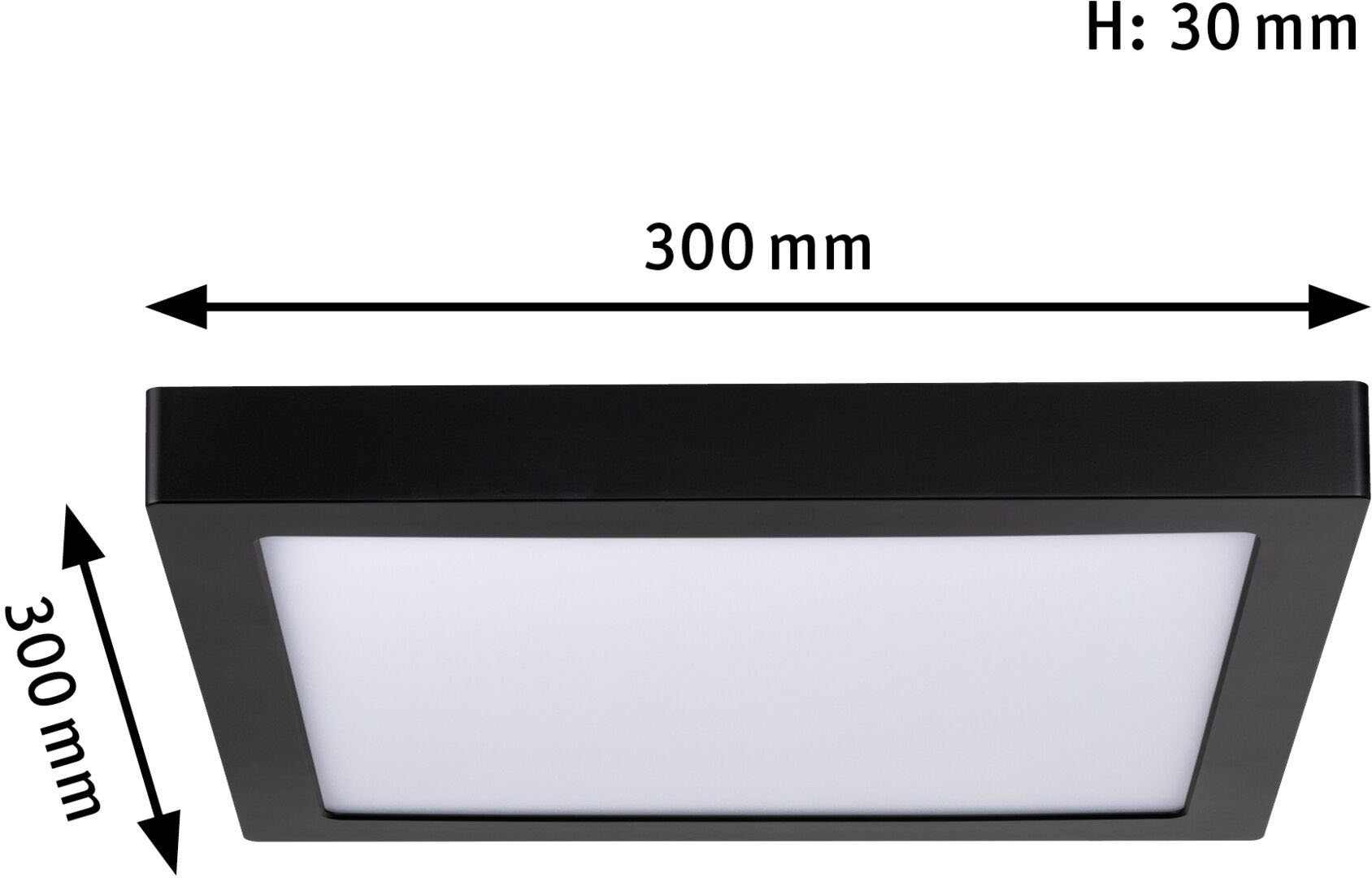Paulmann LED LED integriert, 300x300mm fest schwarz, Deckenleuchte 16,5W eckig Warmweiß 4.000K Abia