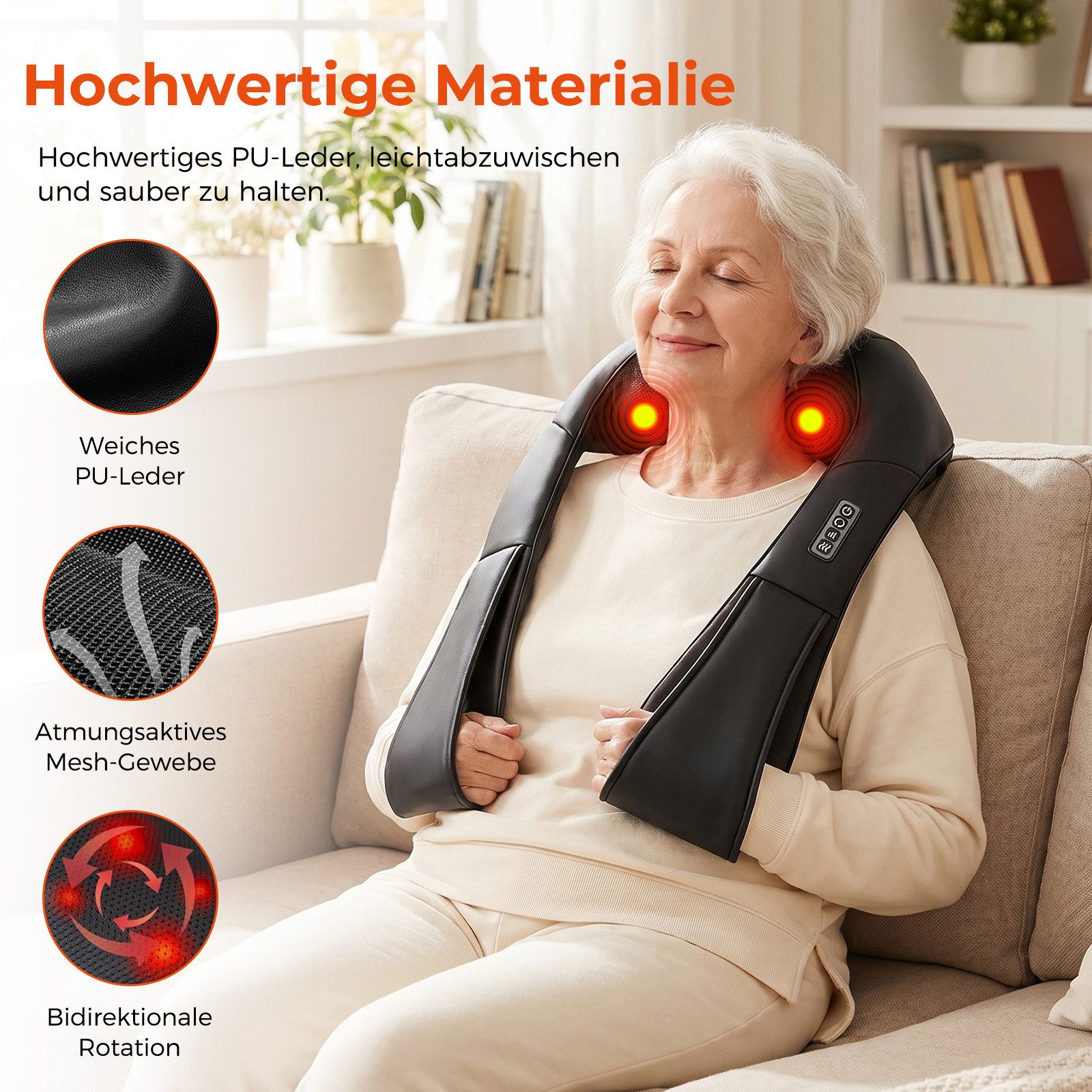 AKKEE Nacken-Massagegerät Shiatsu-Massagegerät mit Wärme für Nacken Rücken Schulter Taille, Geeignet für alle Muskelgruppen – Bild 4 von 5