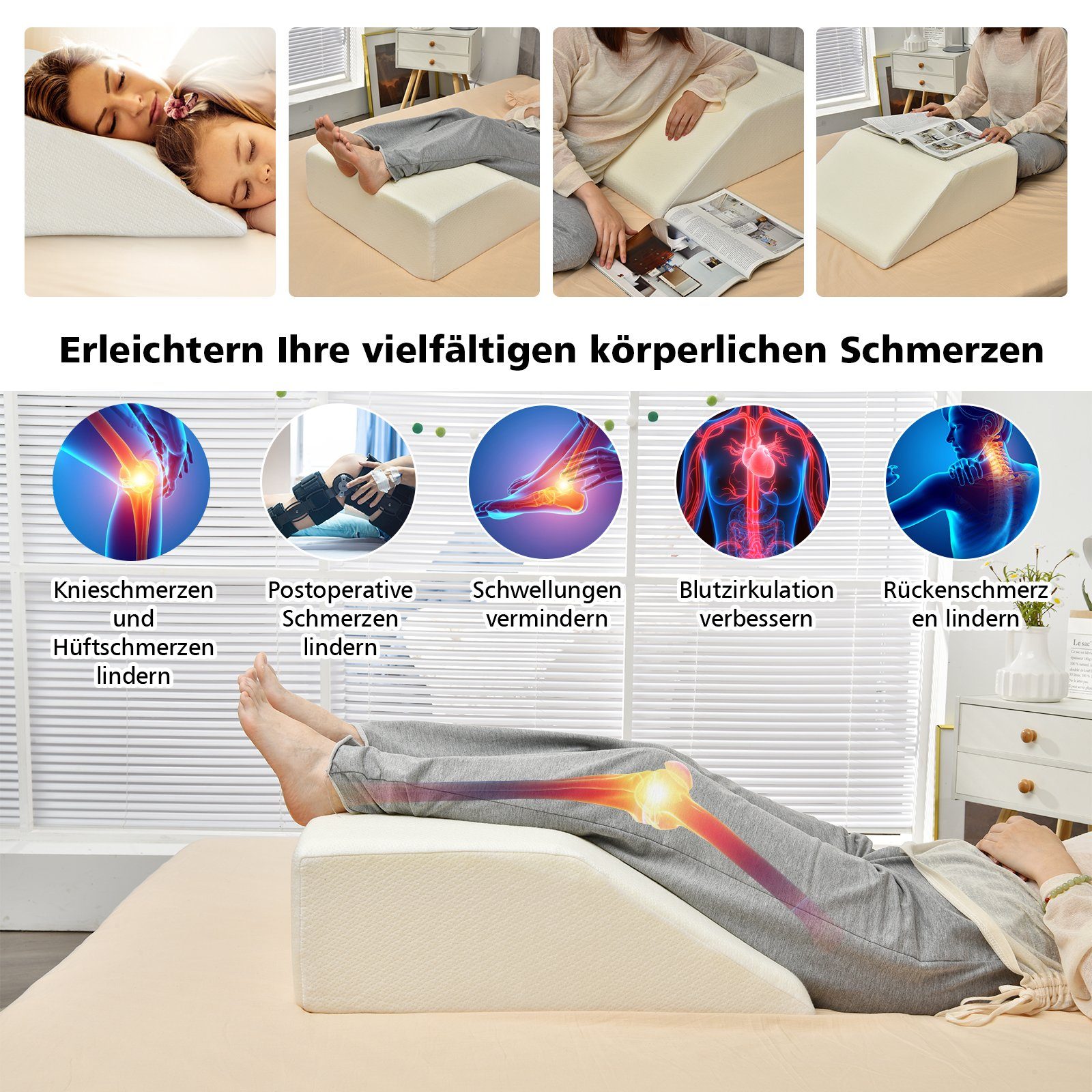 COSTWAY Venenkissen Schlafkissen, mit abnehmbarem Bezug – Bild 5 von 5