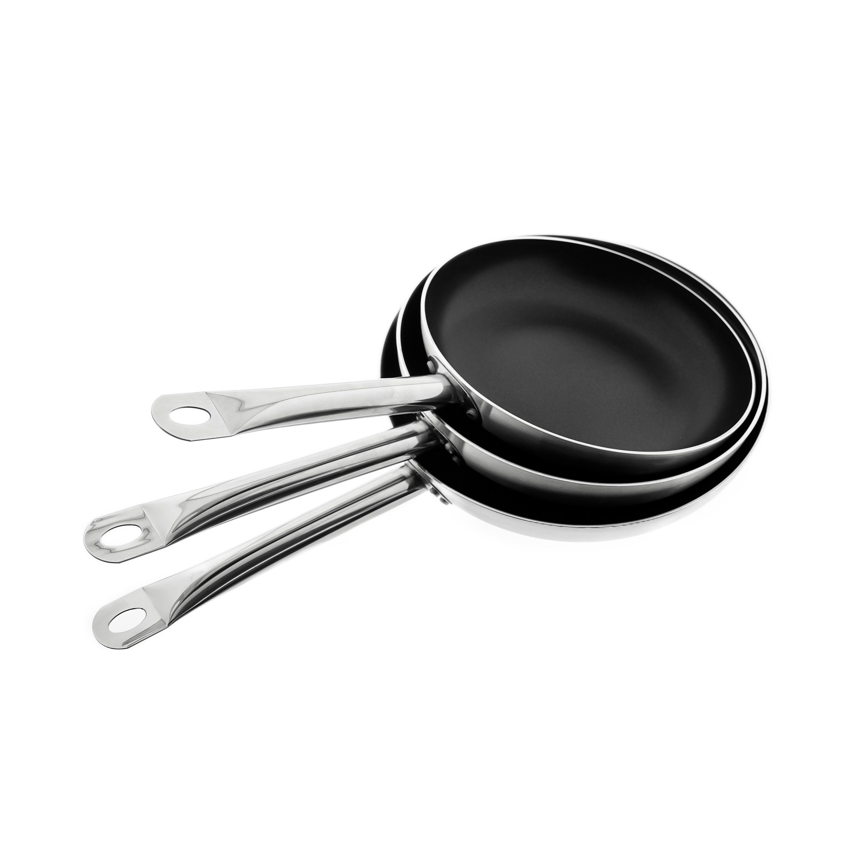 Weissberg Bratpfanne 3er Set mit Antihaftbeschichtung – Für alle Herdarten, ø26/28/30 cm, Edelstahl (1-tlg., 3er Set), Induktionsgeeignet, ø262830 cm