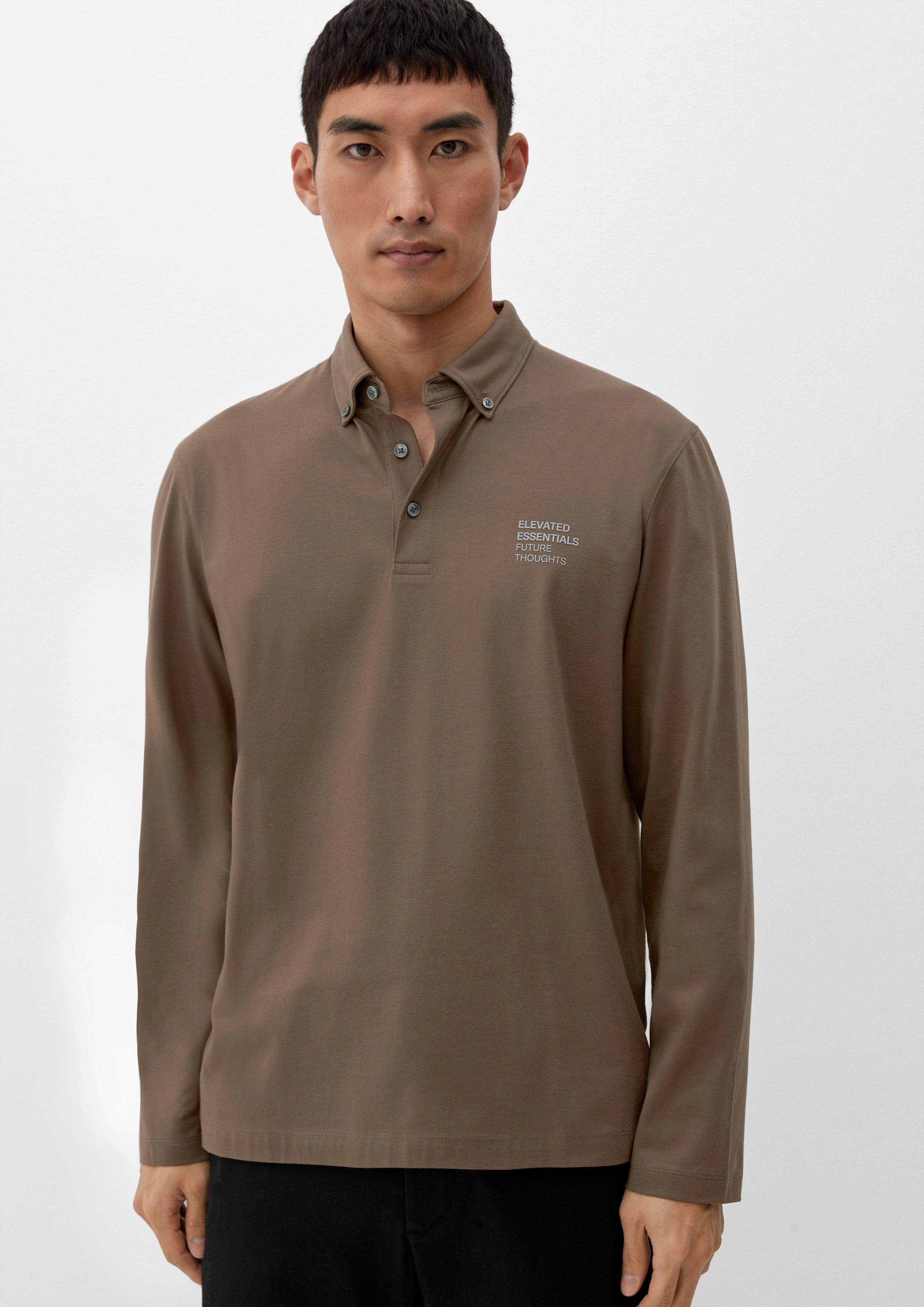 s.Oliver Langarmshirt Poloshirt mit Button Down-Kragen Artwork
