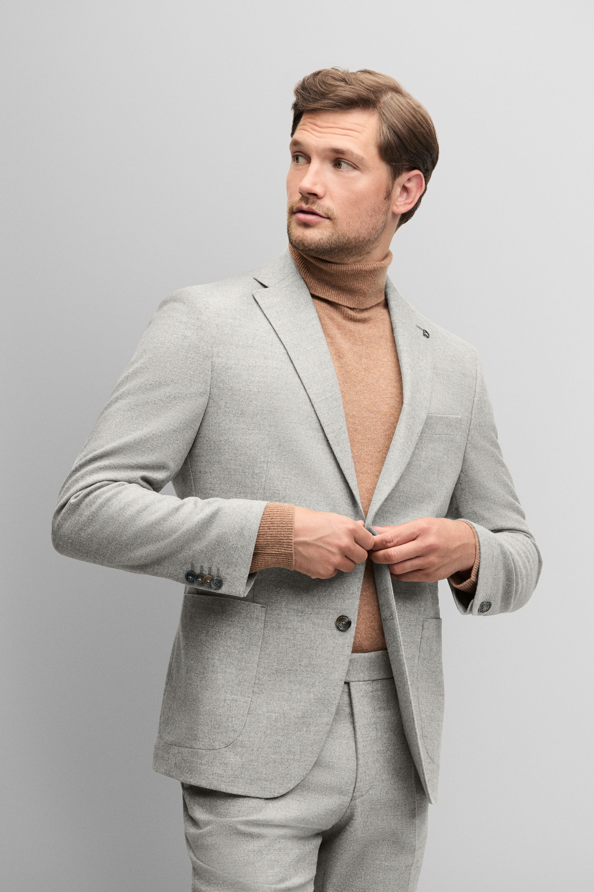 Digel Anzugsakko Edward (1-tlg., Woll-Polyestermix) Kissing Buttons, Abnehmbarer Revers-Pin