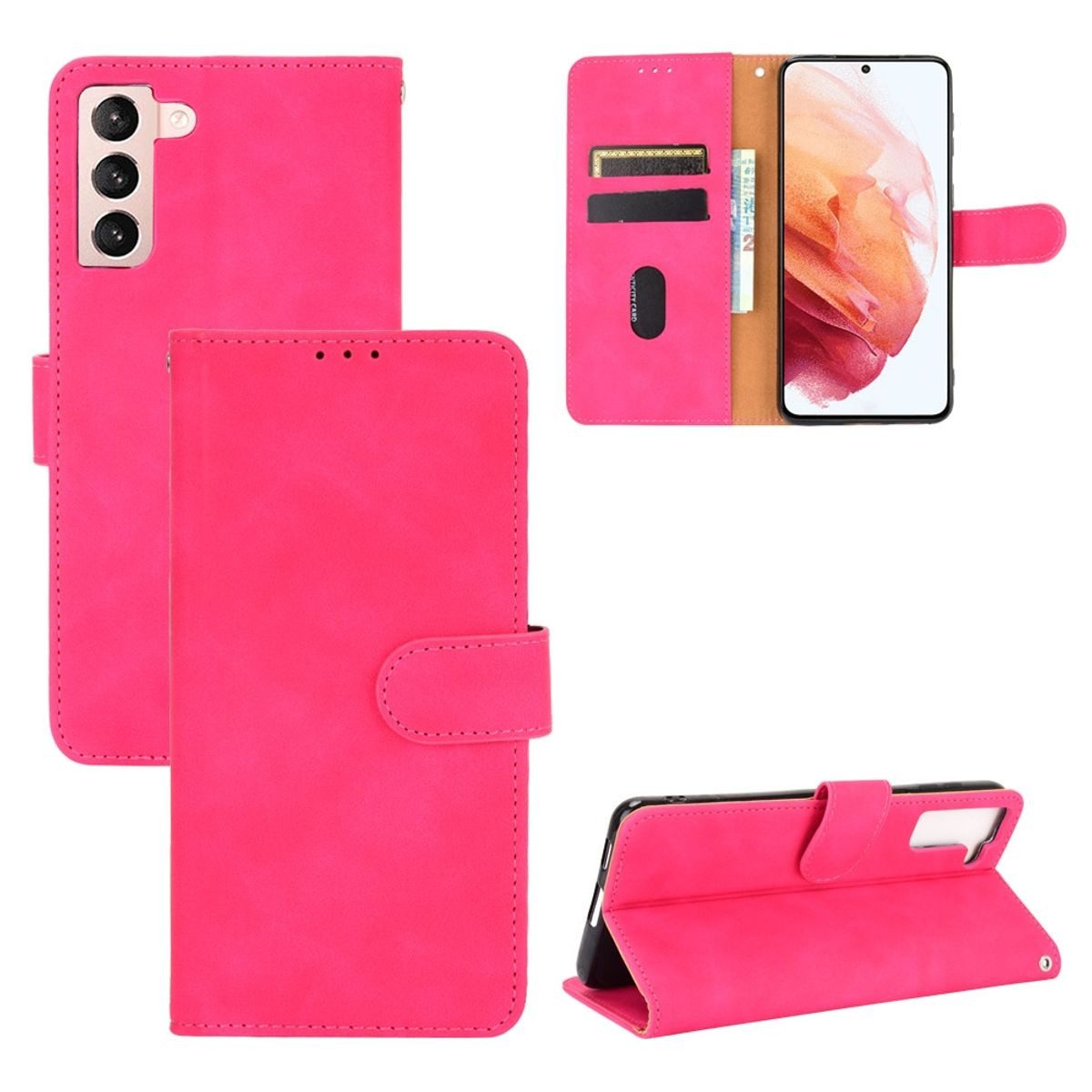 König Design Handyhülle Samsung Galaxy S21, Schutzhülle Schutztasche Case Cover Etuis Wallet Klapptasche Bookstyle