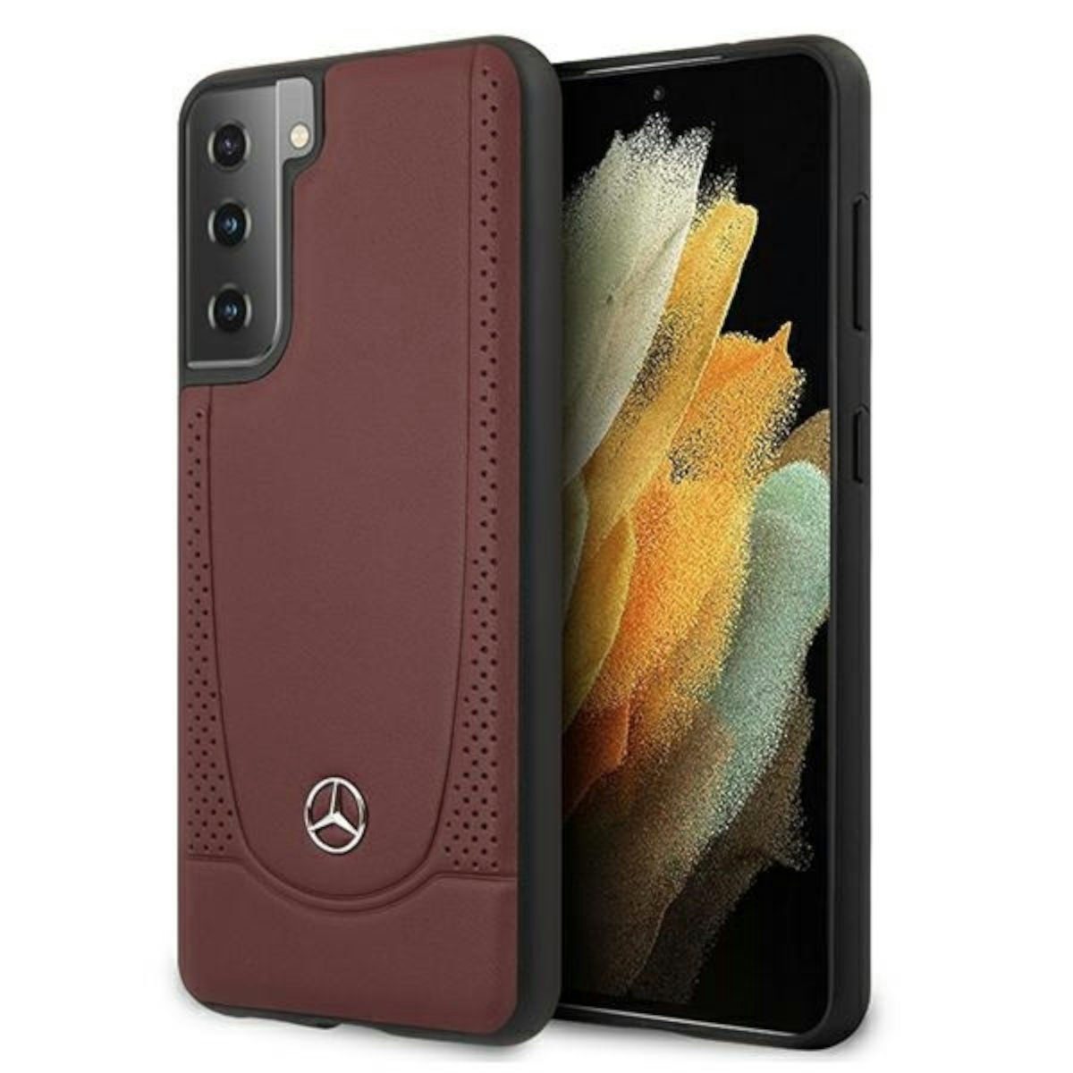 Mercedes Handyhülle Mercedes Samsung Galaxy S21 Plus Urban Line Leder Case Schutzhülle Rot
