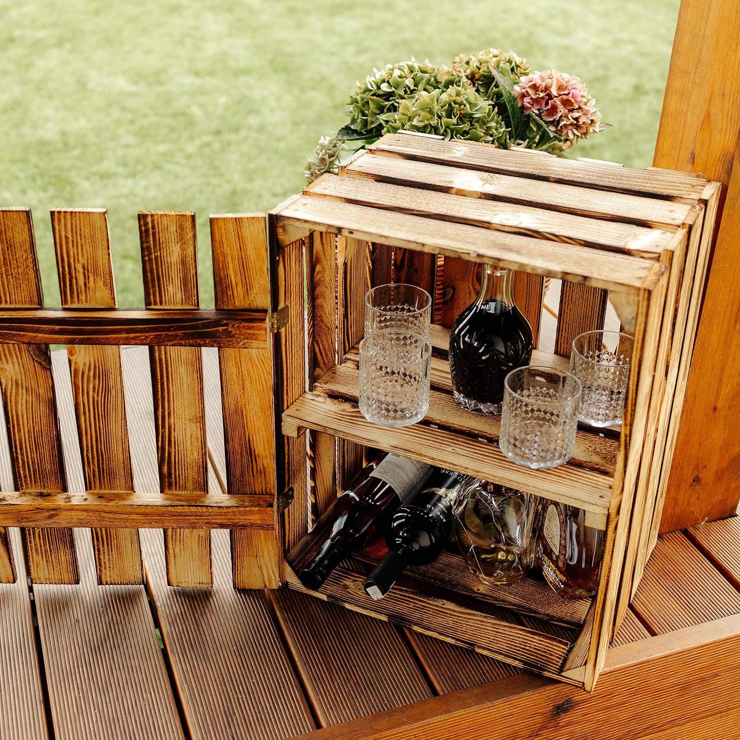 Creative Deco Holzkiste Vintage Holztruhe mit Deckel & Regal 50 x 40 x 30 c günstig online kaufen