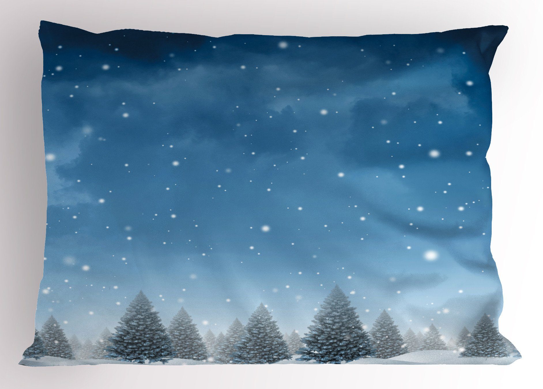 Kissenbezüge Dekorativer Standard Size (1 Abakuhaus Stück), Kissenbezug, Waldes des Weihnachten Winter Gedruckter Bäume Blau King