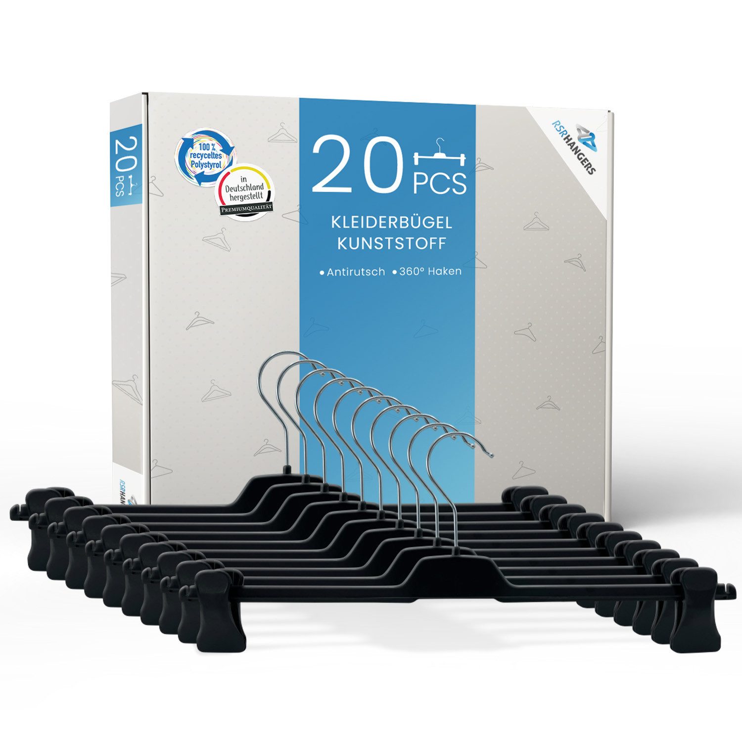 RSR Hangers Kleiderbügel Hosenbügel Rockbügel PUC 42 cm XL Kunststoff 360° günstig online kaufen