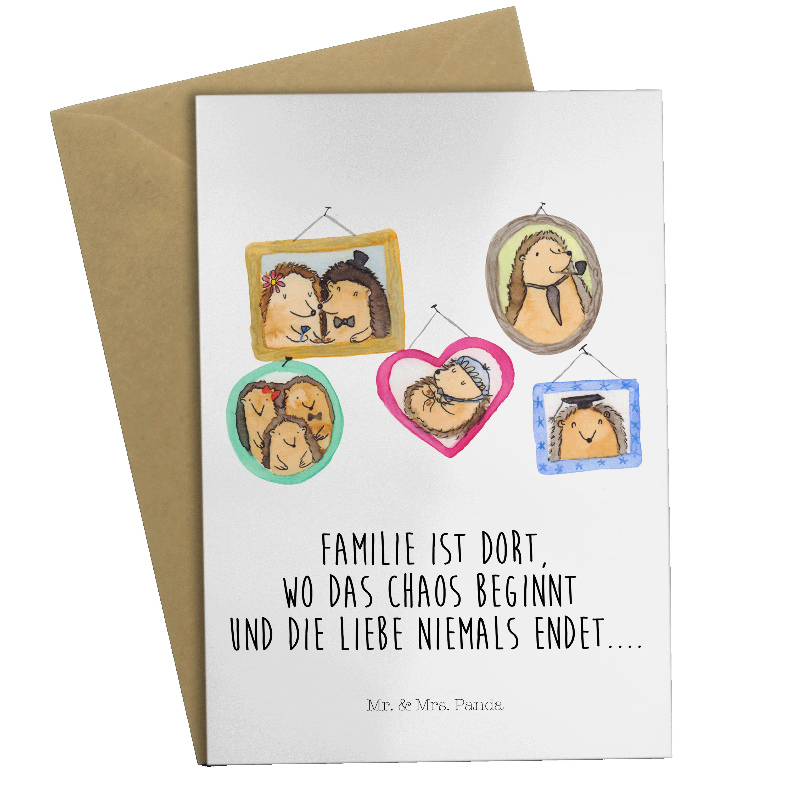 Mr. & Mrs. Panda Grußkarte Igel Familie - Weiß - Geschenk, Mama, Glück, Vatertag, Opa, Glückwuns | Grußkarten