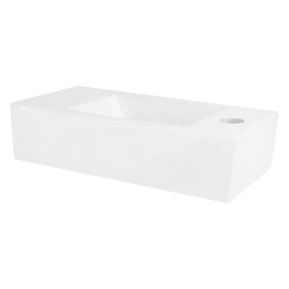 Thumbnail - LuxeBath Waschbecken Aufsatzwaschbecken aus Keramik für Badezimmer/Gäste-WC, Handwaschbecken Weiß inkl. Ablaufgarnitur o...