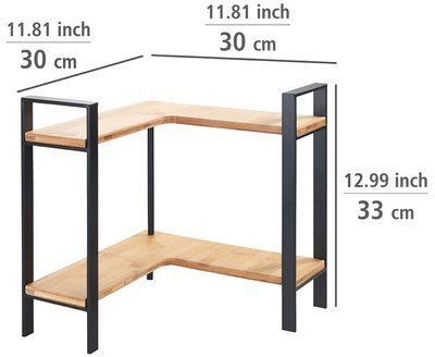 WENKO Küchenregal Modell Lou, 2 Ablagen aus Bambus, stehendes Küchen-Eckregal für die Arbeitsplatte