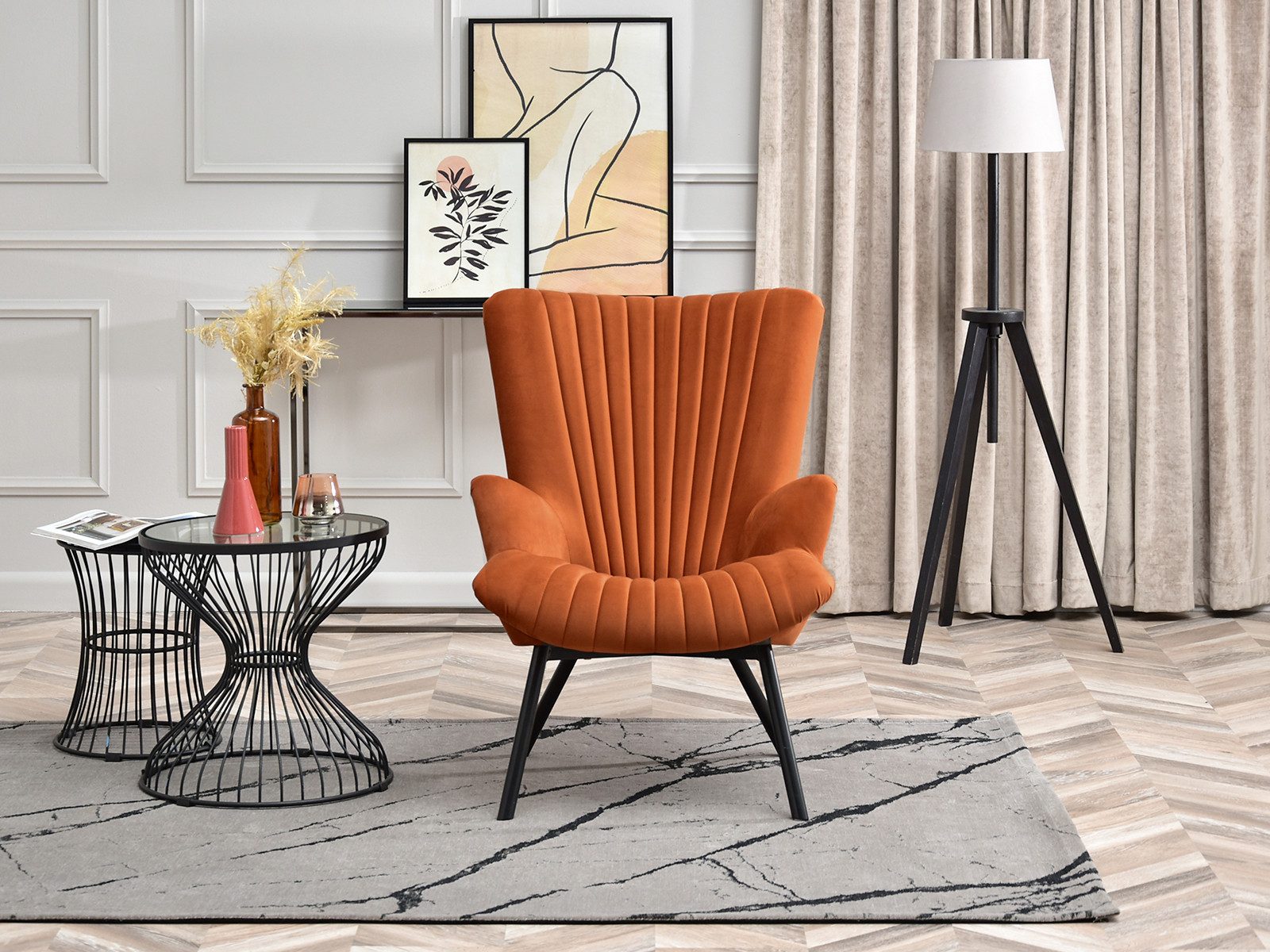 Compleo Sessel ESLO II auf Metallfüße, Relaxsessel, Modern design, Velours