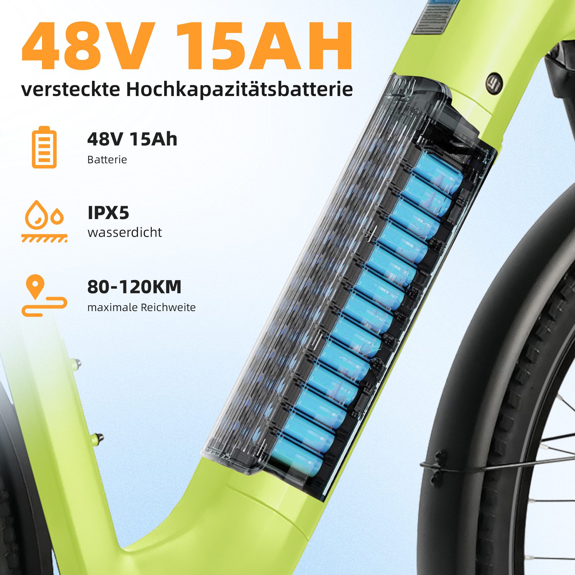 TTGO E-Bike Cityrad 28 Zoll, 70Nm Hinterradmotor, 120km, Z3, für Damen und Herren, 7 Gang SHIMANO, Kettenschaltung, Heckmotor, 720 Wh, 5 Stufen, LCD-Farbdisplay – Bild 5 von 5