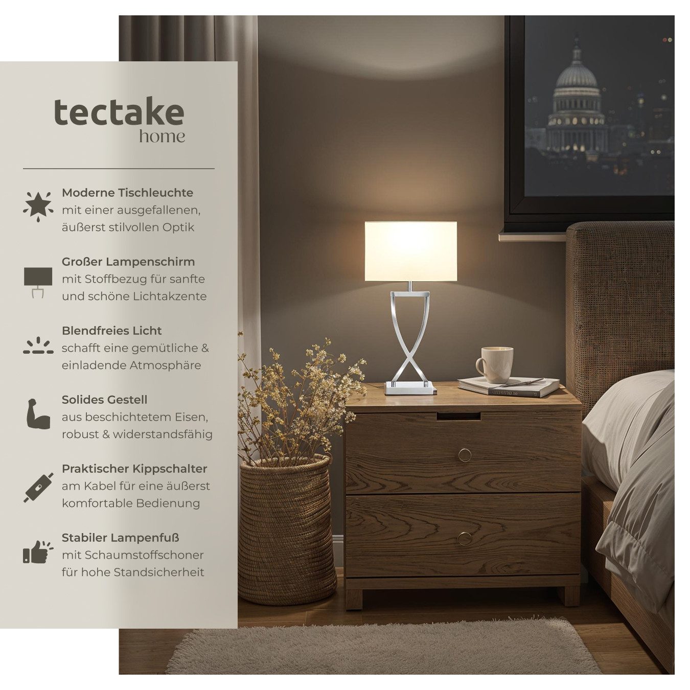 tectake Schreibtischlampe Tischleuchte Avina, modernes Design, 60W, nicht r günstig online kaufen