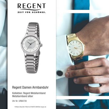 Regent Quarzuhr Regent Damen Armbanduhr Analog, (Analoguhr), Damen Armbanduhr rund, extra groß (ca. 28mm), Metallarmband
