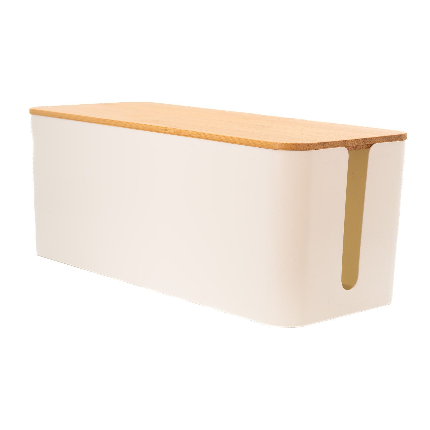 Intirilife Kabelbox, Kabelbox mit Bambusdeckel in günstig online kaufen