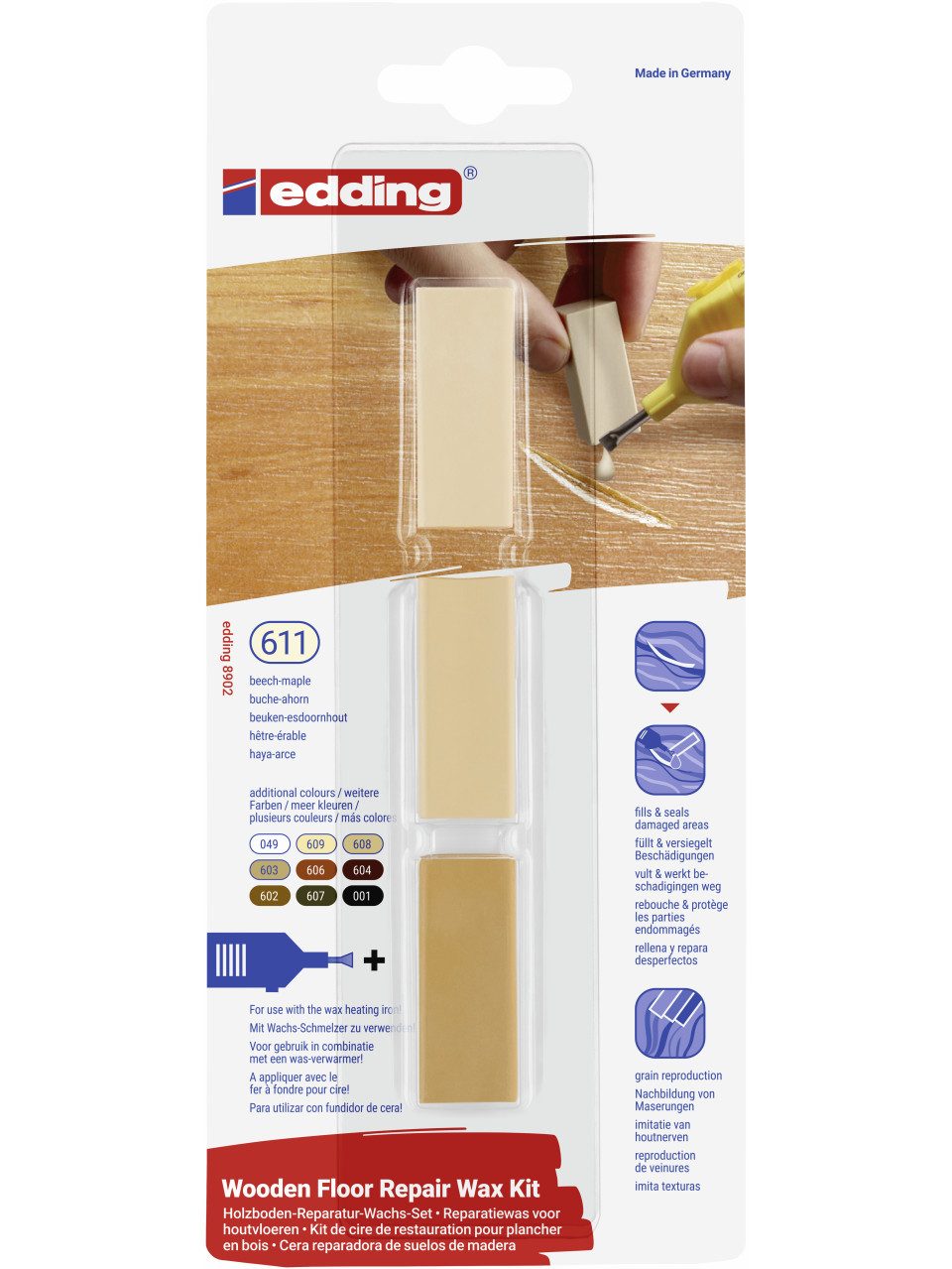 edding Boden-Reparaturset Edding Holzboden-Reparaturwachs-Set 8902 buche-