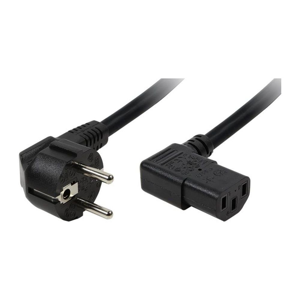 LogiLink Schutzkontaktstecker auf Kaltgerätebuchse 90° Strom-Adapterkabel, Schwarz, 2m