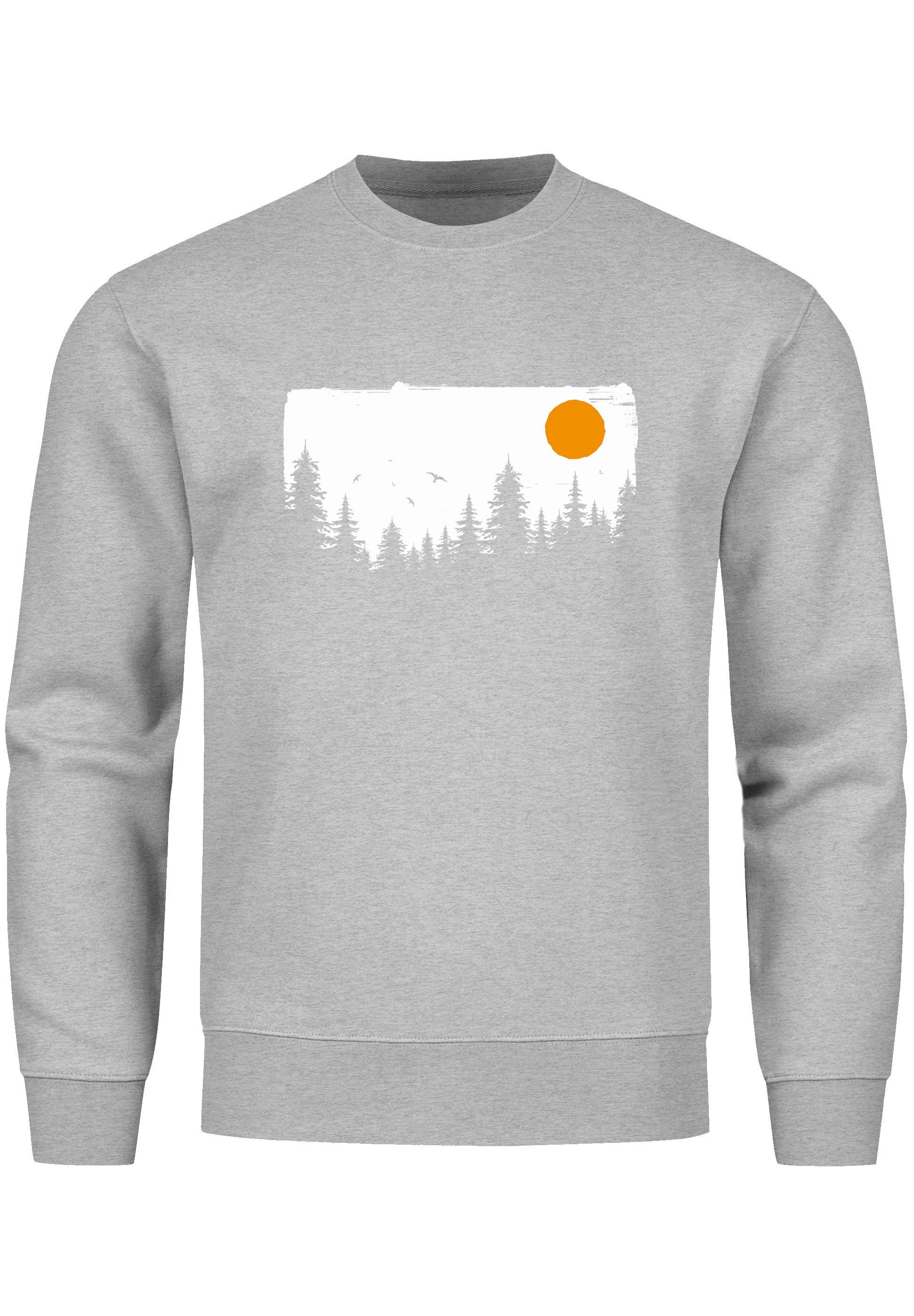 Neverless Sweatshirt Sweatshirt Herren Wald Bäume Outdoor Adventure Abenteu günstig online kaufen