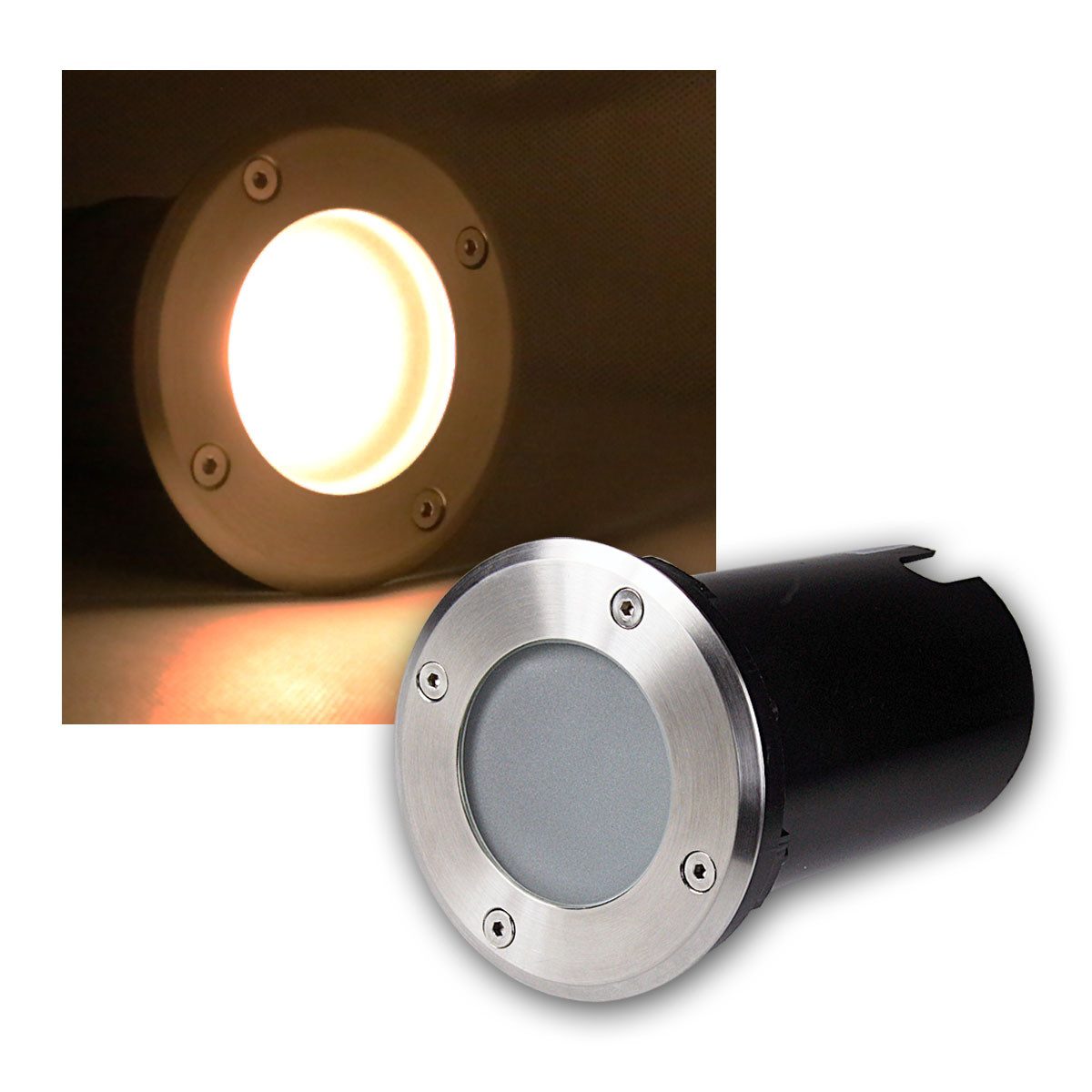 ChiliTec Bodenleuchte Bodeneinbaustrahler "R" 3W COB LED warmweiß 230lm