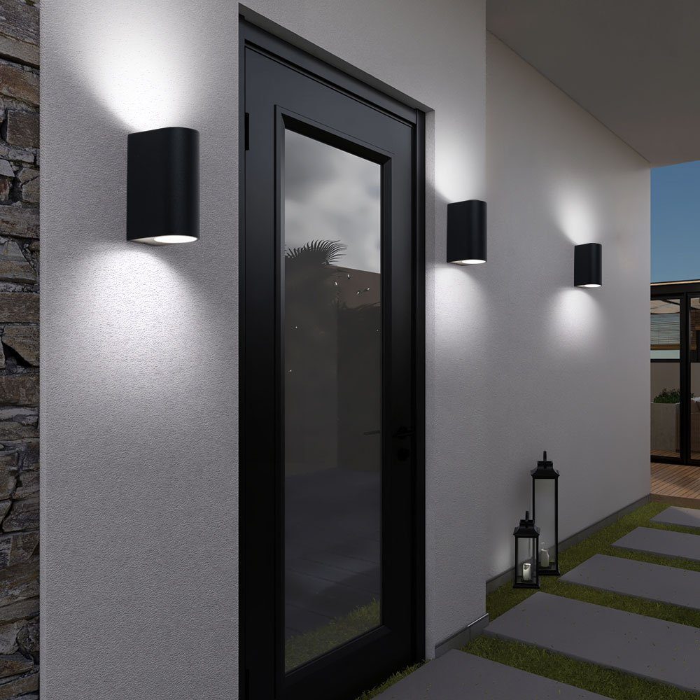 etc-shop Außen-Wandleuchte, Leuchtmittel nicht inklusive, Außenleuchte Up & Down schwarz Fassadenleuchte Aluminium