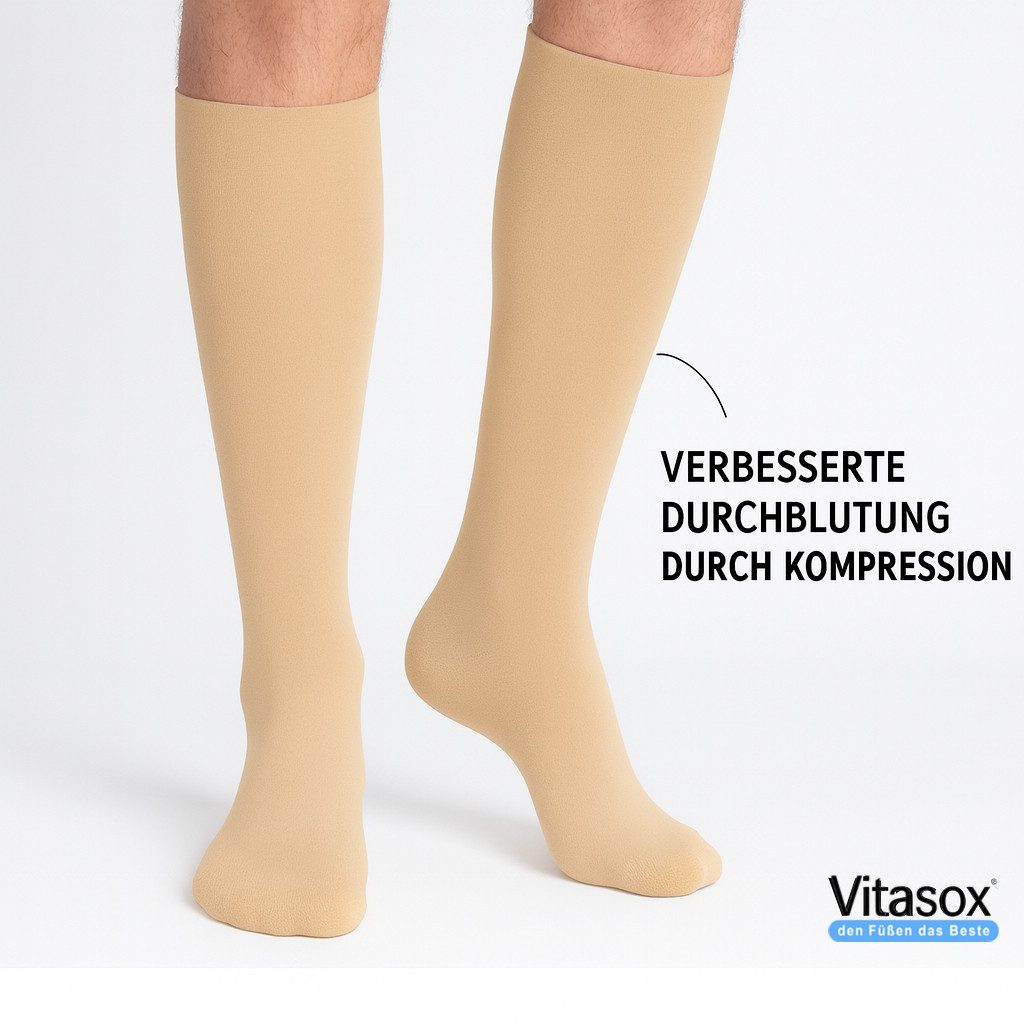 Vitasox Stützkniestrümpfe für Damen und Herren 2 Paar - Stützwirkung und Kompression (2-Paar) leichte bis mittlere Kompression