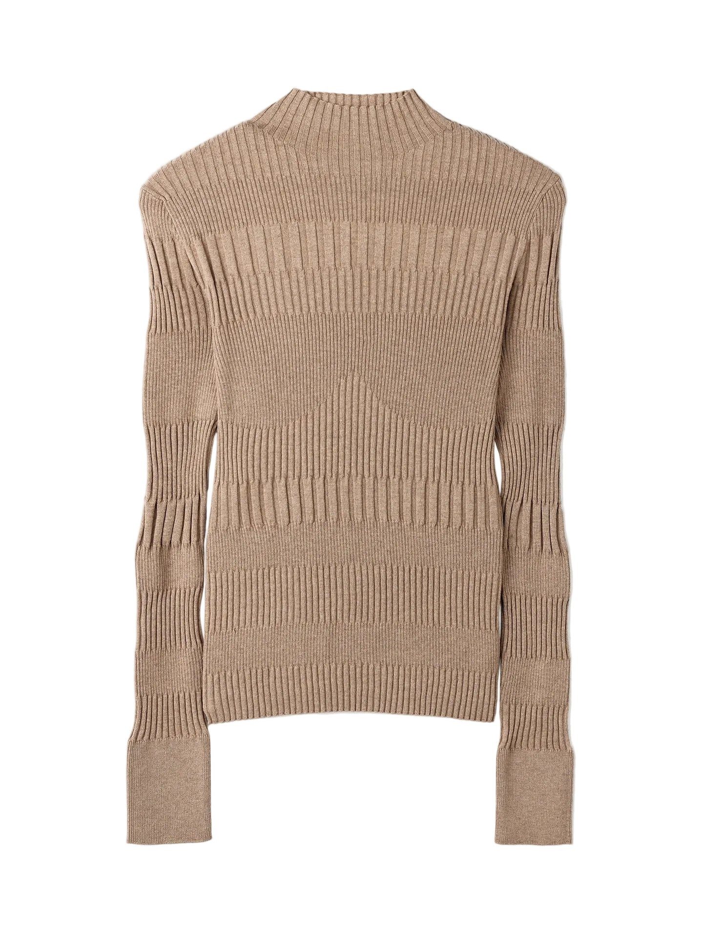 GOBI Cashmere Stehkragenpullover Hochgeschlossener Rippenpullover aus Baumwoll-Seiden-Kaschmir-Mischung