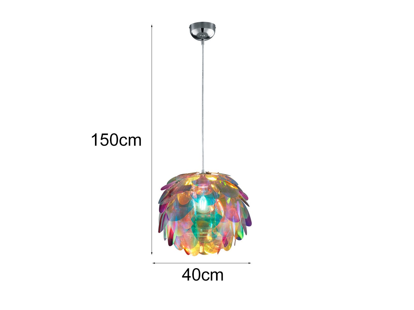 Reality Leuchten LED Pendelleuchte, Dimmfunktion, LED wechselbar, Warmweiß, ausgefallen-e Lampen hängend für über-n Esstisch & Bett Bunt, Ø40cm